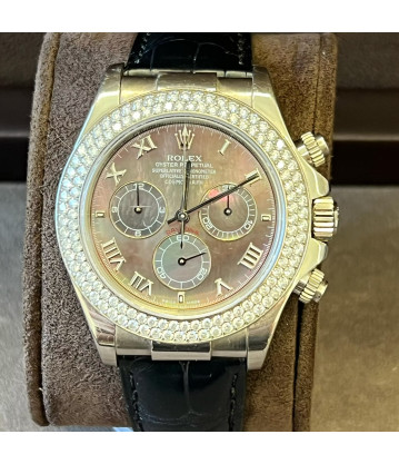 Daytona Oro Blanco 116589RBR Tahití bisel Diamantes año 2006 Full Set